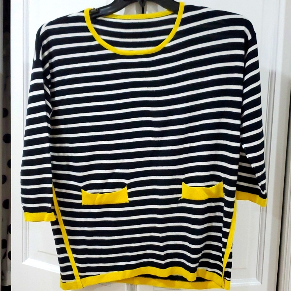 Caroline Morgan Multicolored acrylic striped crew neck pullover sweater
